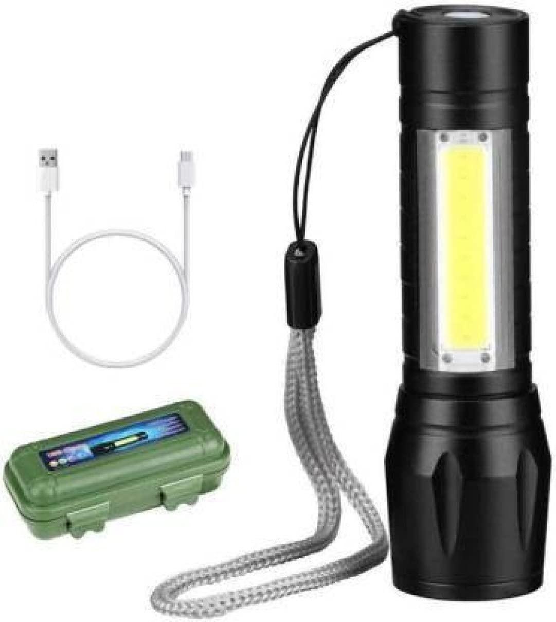 Mini LED COB Flashlight Keychain Light With LED Zoomable Metal 7w Torch